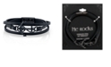 He Rocks Black Leather and Anchor Triple Wrap Bracelet in Stainless Steel, 26"